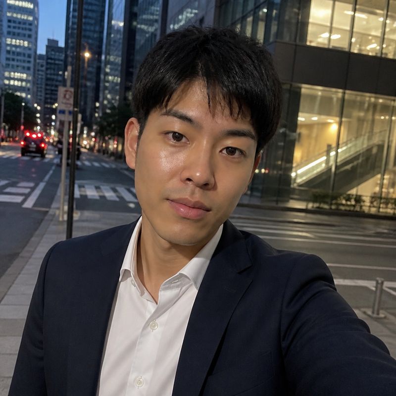 出力例: 仕事帰りのスーツ姿